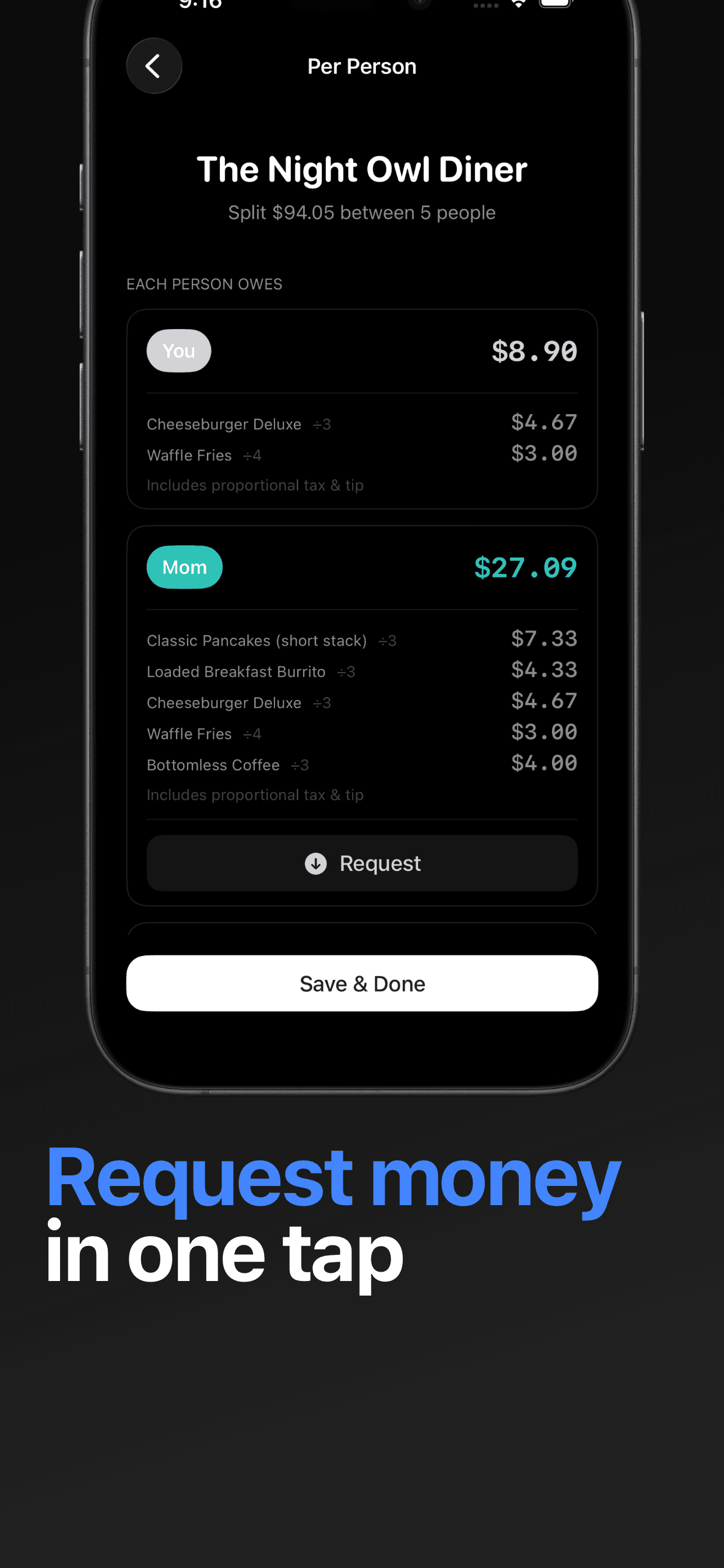 Requesting money in one tap through Venmo or Cash App from Divvy